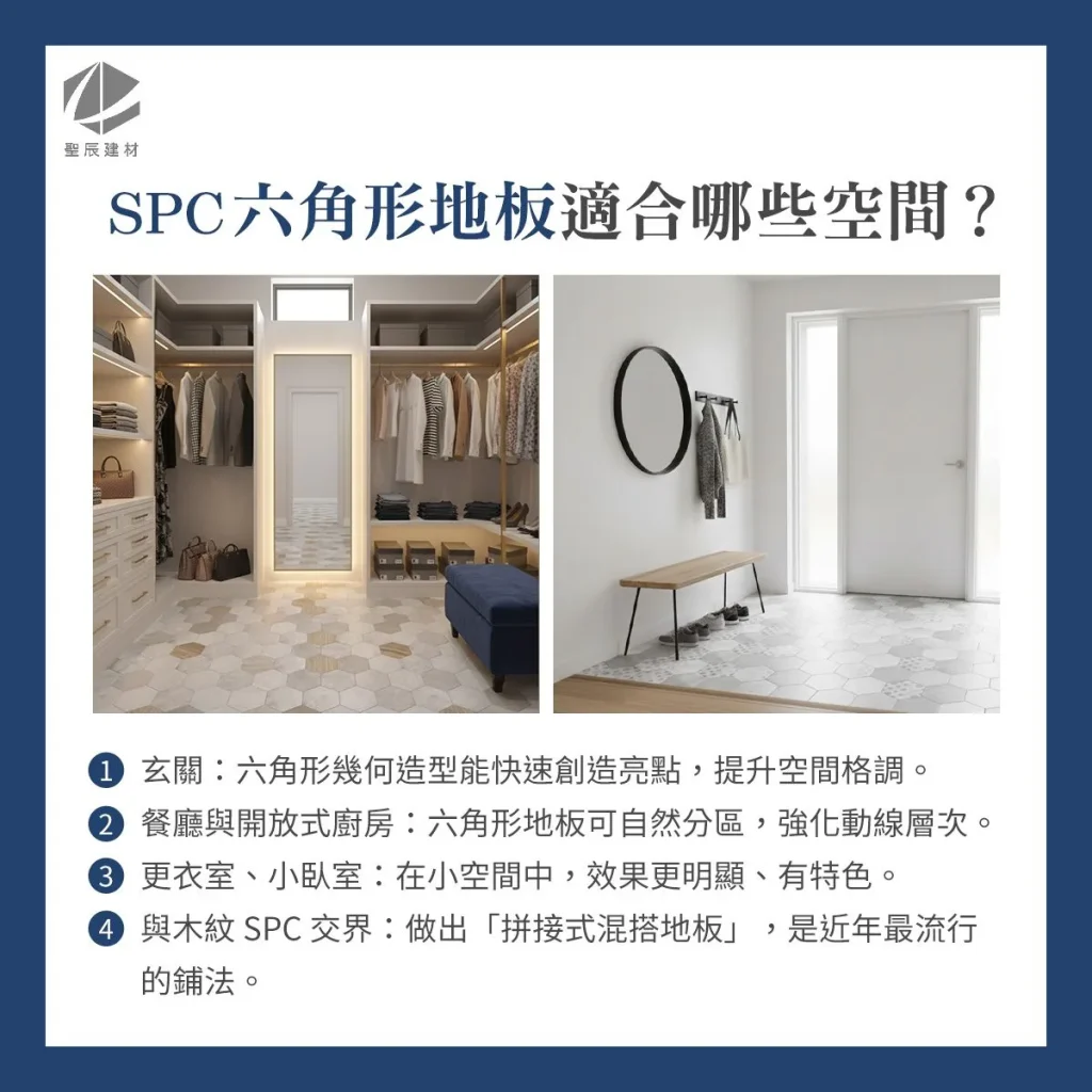 SPC六角形地板及SPC花磚地板適合哪些空間？