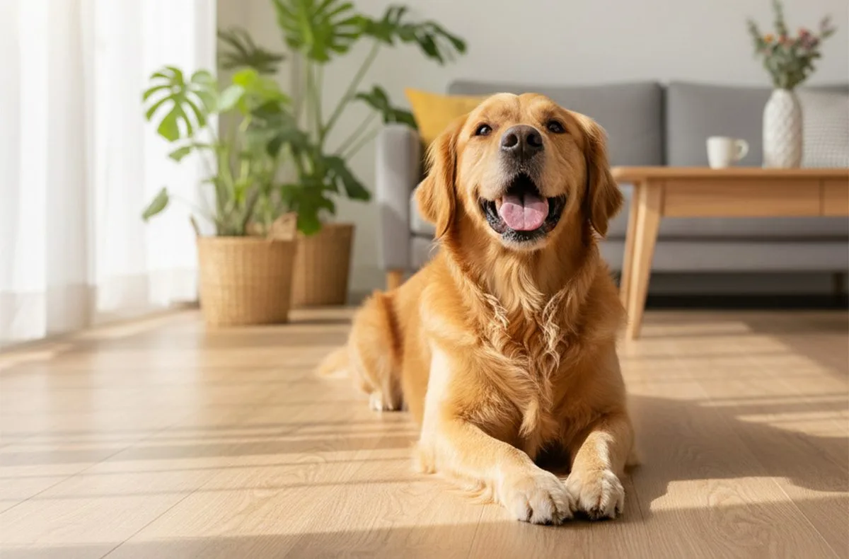 毛孩安心使用抗病毒地板示意圖